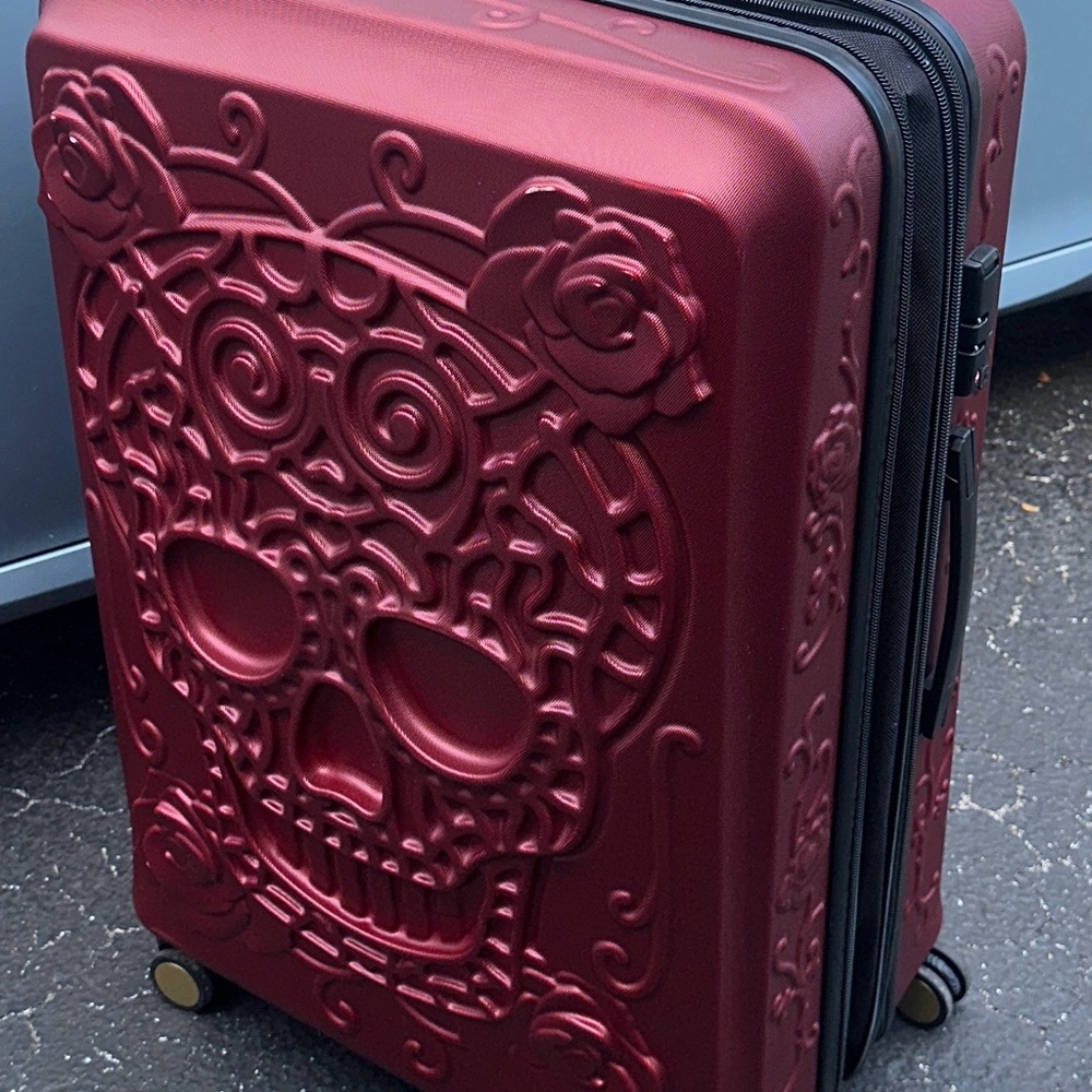 Embossed Skull Design Suitcase